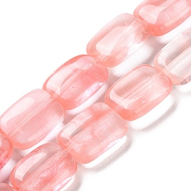 Perles de verre de quartz cerise brins, rectangle