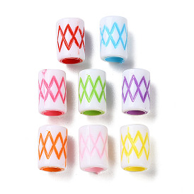 Opaque Acrylic European Beads, Craft Style, Large Hole Beads, Column with Rhombus
