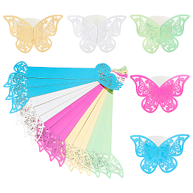 PandaHall Elite 40Pcs 5 Colors Iridescent Paper Napkin Rings, Napkin Holder Adornment, Restaurant Daily Accessiroes, Butterfly