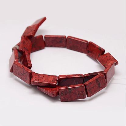Natural Flower Agate Bead Strands, Rectangle