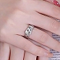 Anillo de dedo esmaltado con estampado de pata de perro, anillo con forma de hebilla de latón para mujer
