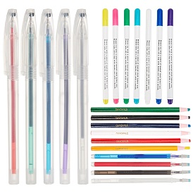 Pen Sets, with Disappearing Ink Fabric Marker Pen, Heat Erasable Fabric Refills, Water Soluble Pen and Oily Tailor Chalk Pens