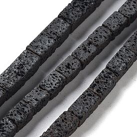 Natural Lava Rock Beads Strands, Frosted, Cuboid