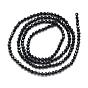 Natural Black Spinel Beads Strands, Faceted, Round