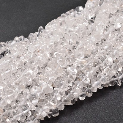 Natural Quartz Crystal Chip Beads Strands, Rock Crystal Beads, 5~14x4~10mm, Hole: 1mm, about 15.5 inch ~16.1 inch