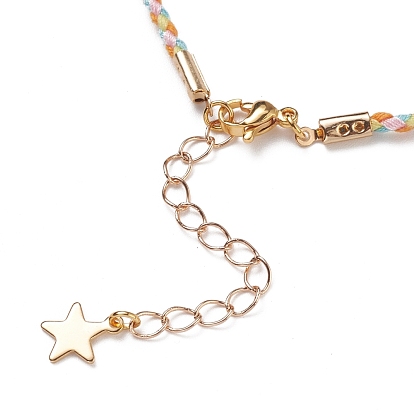 Bracelets de cordon tressé en coton, avec des breloques étoiles en acier inoxydable 304 plaquées or et des fermoirs à pince de homard