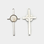 Supports alliage croix pendentif en cabochon de style tibétain, plat plateau rond: 20 mm, 83x40x3 mm, trou: 3 mm, sur 125 PCs / kg