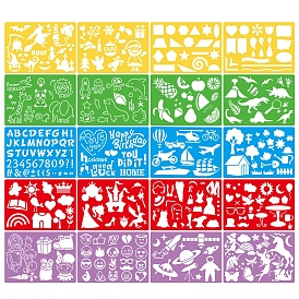 PP Plastic Drawing Painting Stencils Templates, For DIY Scrapbooking, Rectangle, Christmas & Easter, Mixed Color