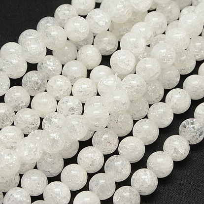 Crépitement naturelle perles de quartz brins, ronde