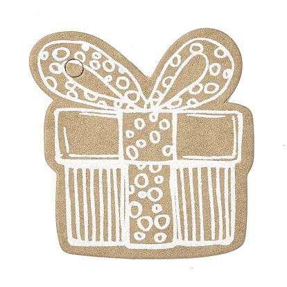 Рождественская тема крафт-бумага подарочные теги, бирки, с джутовым шпагатом, подарочная коробка