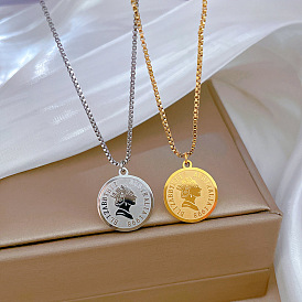Minimalist Gold Necklace for Women, Lock Bone Chain with Pendant - Round Head.