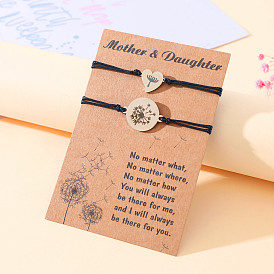 Stainless Steel Heart-Shaped Dandelion Mother's Day Handmade Braided Bracelet