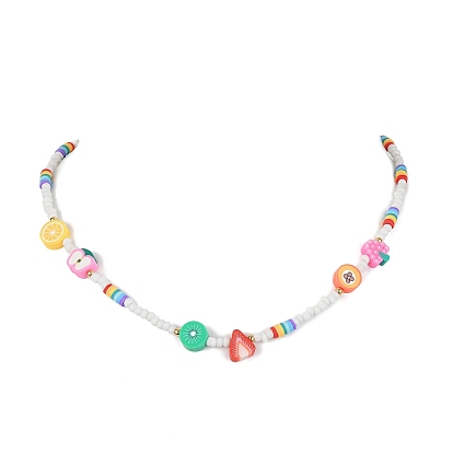 Polymer Clay Beaded Necklace, Fruit