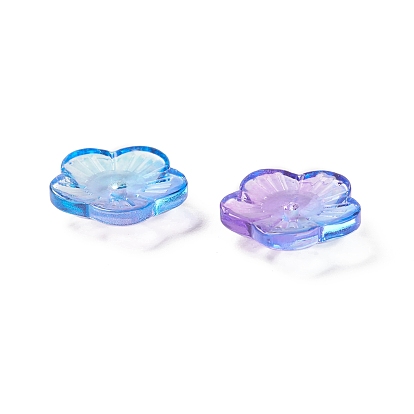 Spray Painted Transparent Glass Beads, Plum Blossom