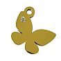 Ion Plating(IP) 304 Stainless Steel Charms, Manual Polishing, with Crystal Rhinestone, Butterfly