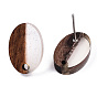 Resin & Walnut Wood Stud Earring Findings, with 304 Stainless Steel Pin, Oval