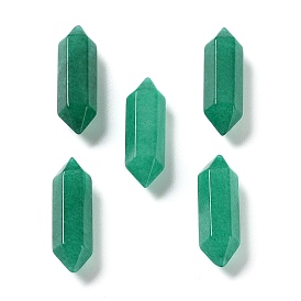Natural Jade Double Terminated Pointed Beads, Dyed & Heated, No Hole, Faceted, Bullet, Green