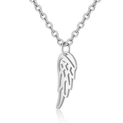 201 Stainless Steel Pendants Necklaces, Feather
