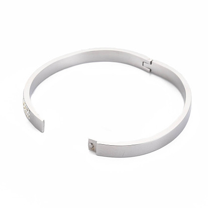 Bracelet triple ligne strass cristal, bracelet jonc articulé en acier inoxydable avec argile polymère pour femme
