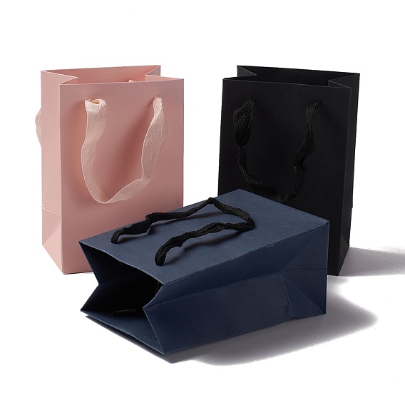 Bolsas de papel kraft, con asas de cinta, bolsas de regalo, bolsas de compra, Rectángulo