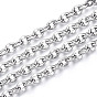 304 Stainless Steel Dapped Cable Chains, Unwelded, with Spool, Oval