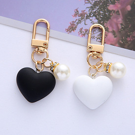 Resin Black Heart Keychain Bag Charm Airpods Earphone Protective Cover Set
