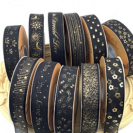 50 Yards Gold Stamping Polyester Ribbons, Garment Accessories