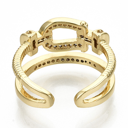 Latón micro pavé claro anillos de brazalete de circonio cúbico, anillos abiertos, sin cadmio y níque y plomo