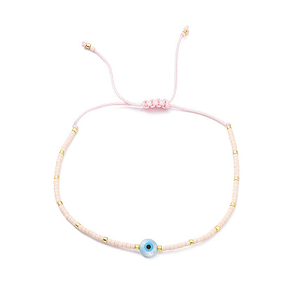 Bracelet de perles tressées en verre et au chalumeau réglable pour femme