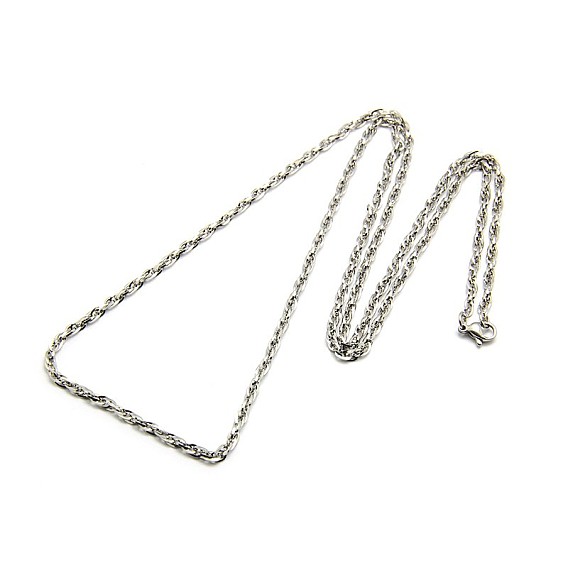 Fabricación de collares de cadena de cuerda de acero inoxidable 304 de moda, con cierre de langosta, 28 pulgadas ~~ 30 pulgadas (711 ~~ 762 mm) x 3 mm