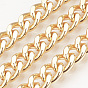 Brass Cuban Link Chains, Chunky Curb Chains, Diamond Cut Chains, Unwelded, with Spool, Faceted, Nickel Free, Real 18K Gold Plated