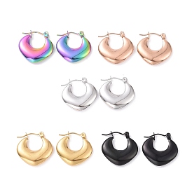 304 Stainless Steel Chunky Rhombus Hoop Earrings for Women