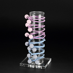 Non-Removable Style Transparent Acrylic Hair Ring Display Stands, Scrunchie Holders, with Square Base