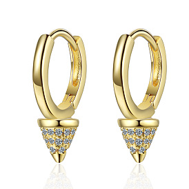 Sweet and Elegant Geometric Cone-shaped Earrings with Zircon Inlay - Girl's Style