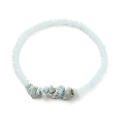 Ensembles de bracelets extensibles, bracelets empilables, avec pendentifs en alliage de formes mixtes, perles de verre rondelles, perles naturelles de larimar et de turquoise (teintes), argent antique