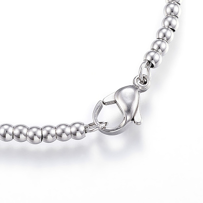 304 Stainless Steel Ball Chain Bracelets, with Lobster Clasps