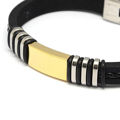 Pulseras cordón de cuero de estilo informal unisex, con los hallazgos de acero inoxidable y cierres banda reloj, 220x9x4 mm