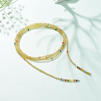 Многослойное женское ожерелье из стеклянных бусин и веревочного узла