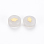 Natural Freshwater Shell Beads, with Plated Brass Metal Embellishments, Flat Round with Palm