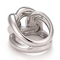 304 anneau trapu ovale torsadé en acier inoxydable, anneau creux pour femme