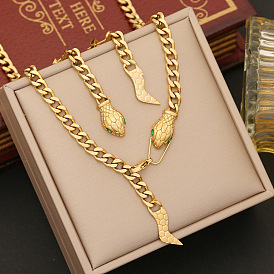Stylish Stainless Steel Snake Necklace Set - N1175