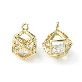 Brass Cubic Zirconia Charms, Polyhedron Charm