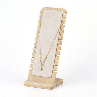 Бамбуковая подставка для ожерелья, L-образный длинный стенд, прямоугольные