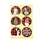 48Pcs Christmas Theme Round Dot Paper Picture Stickers for DIY Scrapbooking, Craft, Christmas Themed Pattern