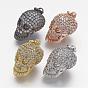 Brass Micro Pave Cubic Zirconia Charms, Skull