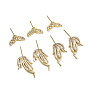 Brass Micro Pave Clear Cubic Zirconia Fishtail Head Pins, for Baroque Pearl Making