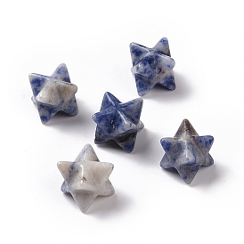 Perles de jaspe tache bleue naturelle, sans trou, sculpté, Merkaba Star