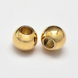 Rack Plating and Vacuum Plating Brass Round Spacer Beads, 5mm, Hole: 1.5mm