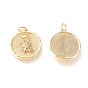 Brass Pendants, with Jump Rings, Long-Lasting Plated, Flat Round with Angel
