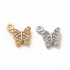 316 Surgical Stainless Steel with Crystal Rhinestone Pendants, Butterfly Charms